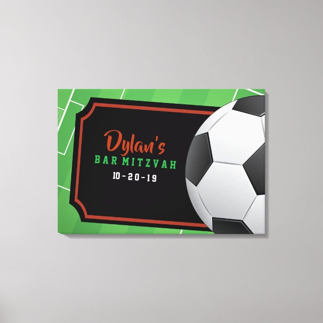 Lienzo RÓTULO A Bordo Del Bat Mitzvah Bar SOCCER (Anverso)