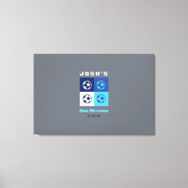 Lienzo RÓTULO A Bordo Del Bat Mitzvah Bar SOCCER (Anverso)