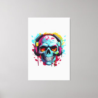 Lienzo Rótulo acrílico de DJ POP ART SKULL