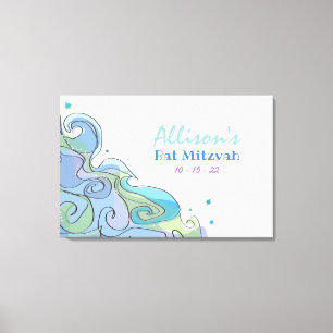 Lienzo RÓTULO Bat Mitzvah OCEAN en una placa de memoria