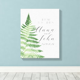 Lienzo Rótulo Boda de Fern Verde minimalista