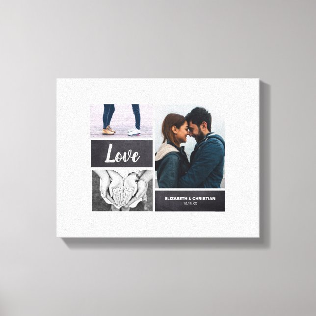 Lienzo Rótulo de Boda de collage de fotos y para firmas (Anverso)