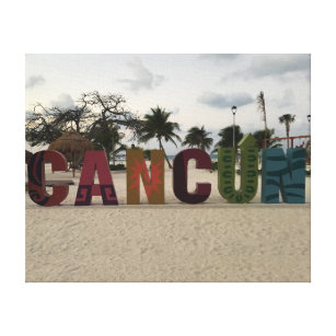 Lienzo Rótulo de Cancún - Playa Delfines, México Canvas