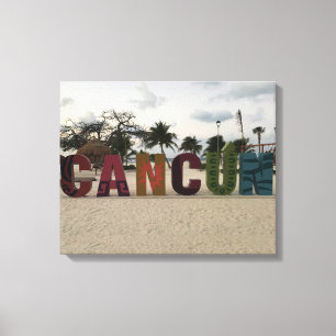 Lienzo Rótulo de Cancún - Playa Delfines, México Canvas