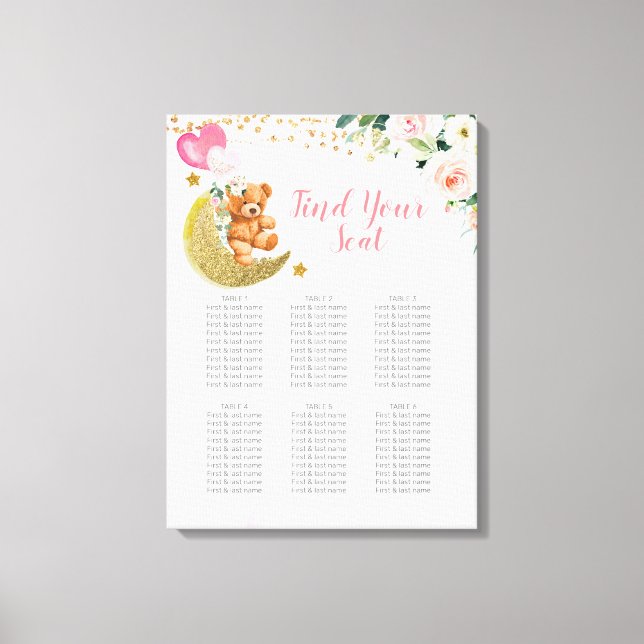 Lienzo Rótulo de la tabla de asientos del oso de peluche  (Anverso)
