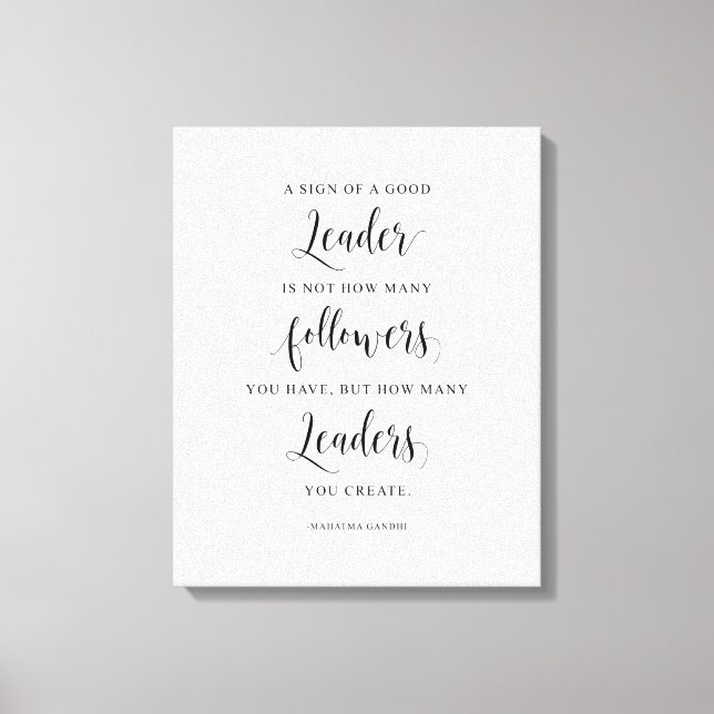 Lienzo Rótulo De Un Buen Líder, Cita De Mahatma Gandhi (Anverso)