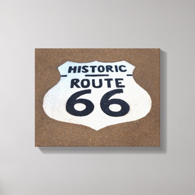 Lienzo Rótulo histórico de Pavement Route 66 (Anverso)