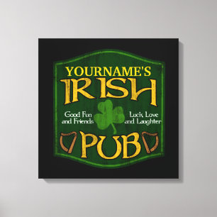 Lienzo Rótulo irlandés personalizado del Pub