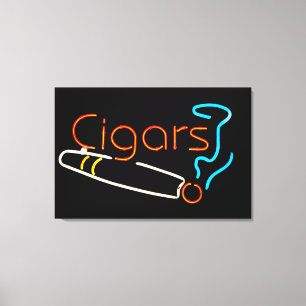 Lienzo Rótulo Neon Cigars
