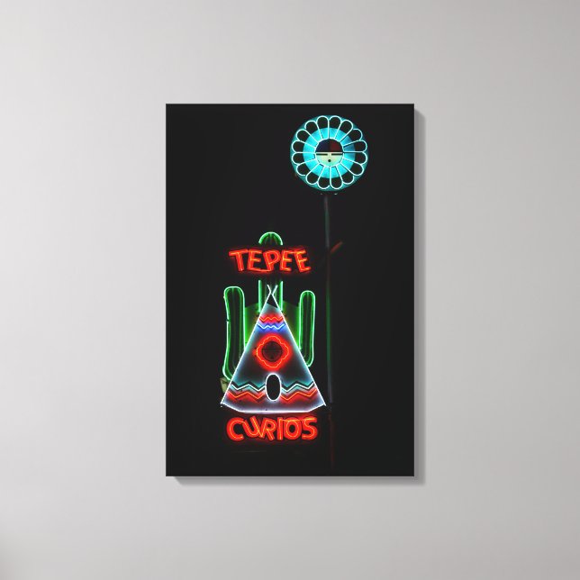 Lienzo Rótulo Tepee Curios Neon, Tucumcari, Nuevo México (Anverso)