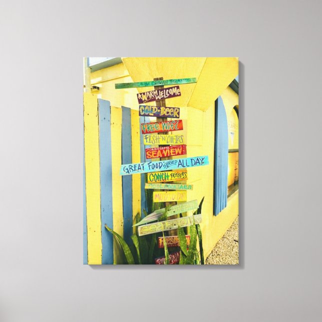 Lienzo Rótulo Tiki del Caribe" Fotografía (Anverso)