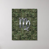 Rótulo Virgo Zodiac en Camo Digital Verde