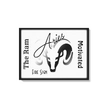 Rótulo y símbolo de Aries Zodiac enmarcado