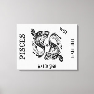 Lienzo Rótulo y símbolo de Pisces Zodiac