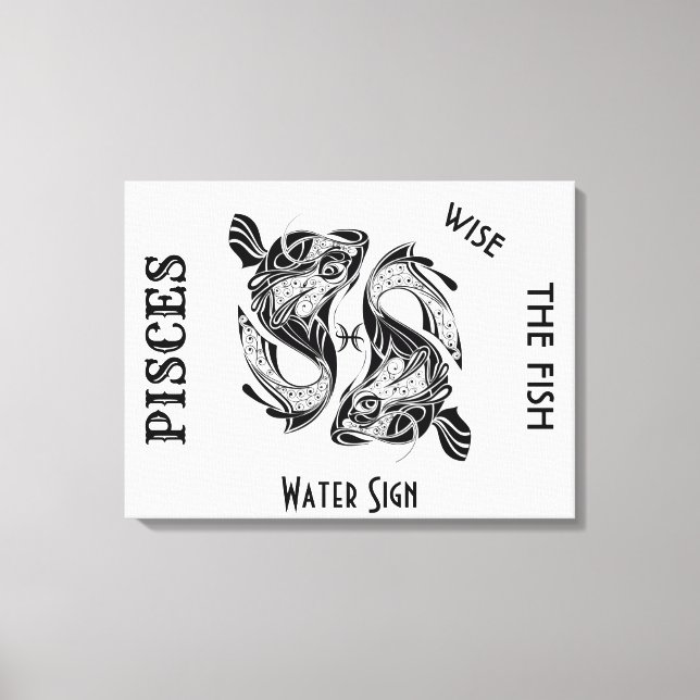 Lienzo Rótulo y símbolo de Pisces Zodiac (Anverso)