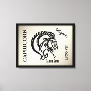 Lienzo Rótulo y símbolo de Zodiaco de Capricornio
