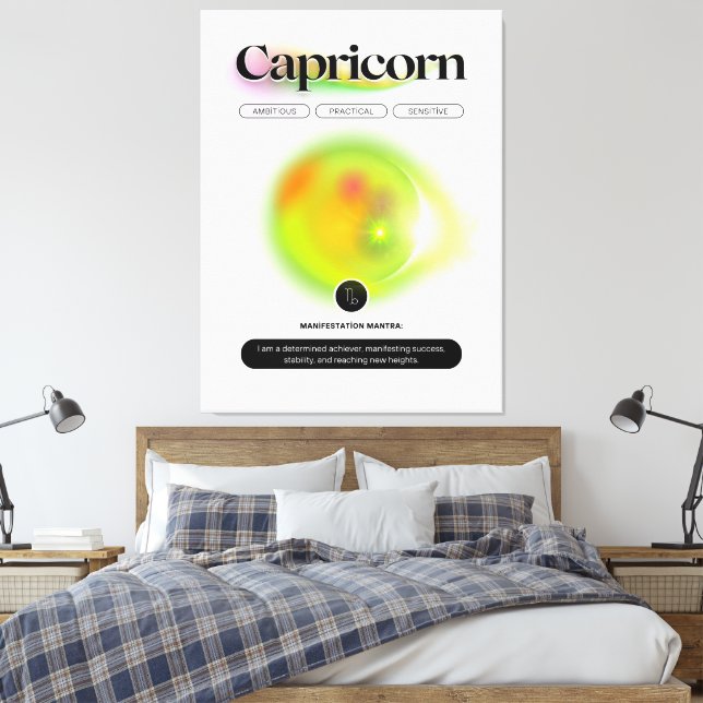 Lienzo Rótulo Zodiaco moderno Capricornio Cita Elemento T (Insitu(Dormitorio))