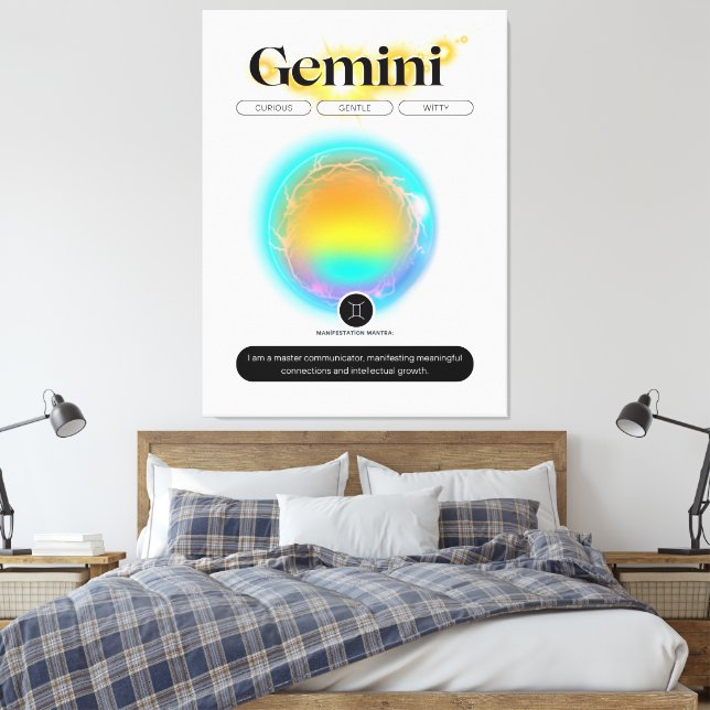 Lienzo Rótulo Zodiaco moderno Elemento Aire De Cita Gemin (Insitu(Dormitorio))