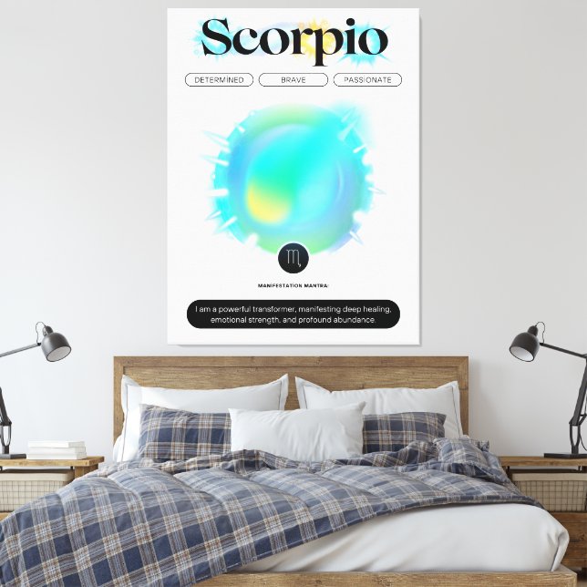 Lienzo Rótulo Zodiaco Moderno Elemento Escorpio Cita Agua (Insitu(Dormitorio))