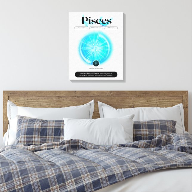 Lienzo Rótulo Zodiaco moderno pisces Cita Elemento Agua (Insitu(Dormitorio))
