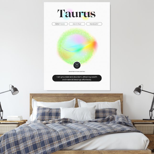 Lienzo Rótulo Zodiaco moderno Taurus Cita Elemento Tierra (Insitu(Dormitorio))