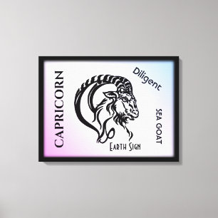 Lienzo Rótulo Zodiaco y símbolo de Capricornio