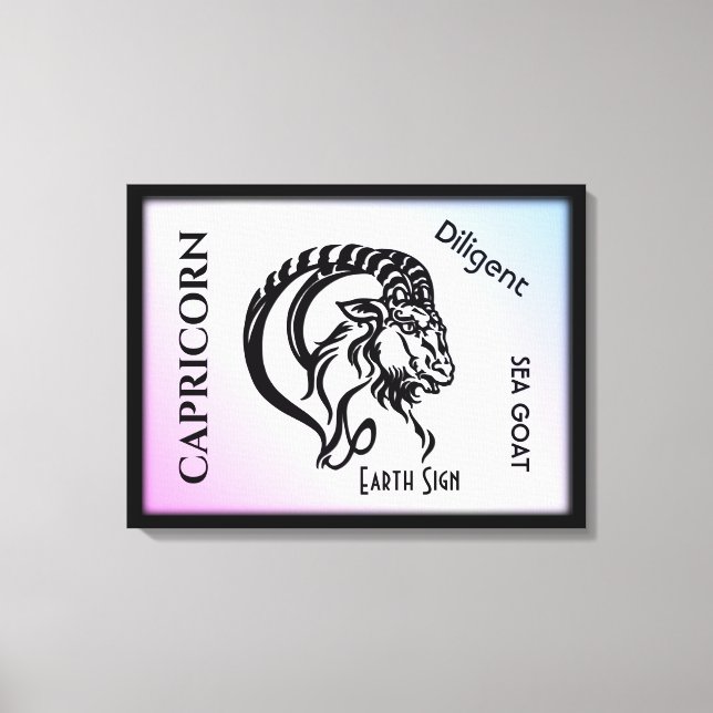Lienzo Rótulo Zodiaco y símbolo de Capricornio (Anverso)