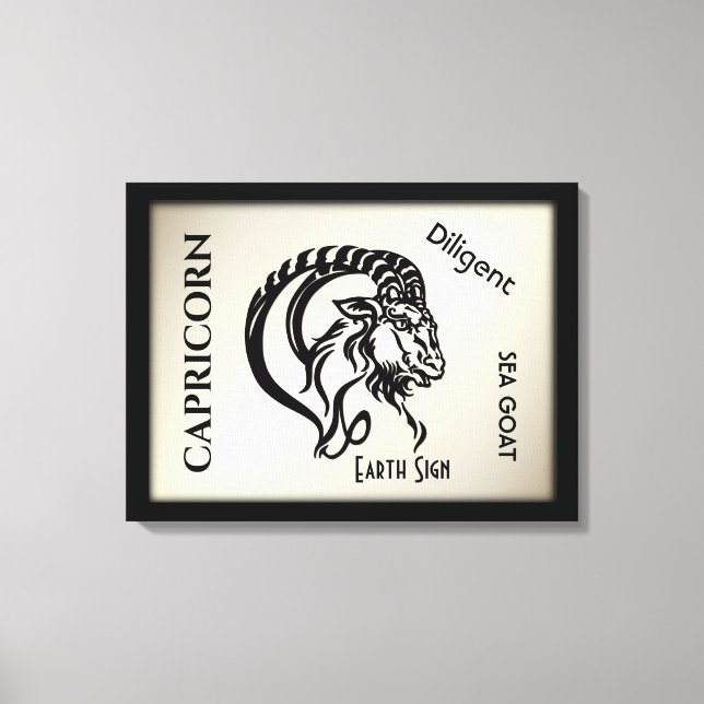 Lienzo Rótulo Zodiaco y símbolo de Capricornio (Anverso)