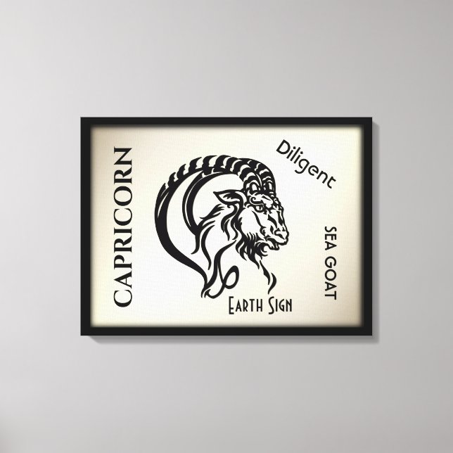 Lienzo Rótulo Zodiaco y símbolo de Capricornio (Anverso)