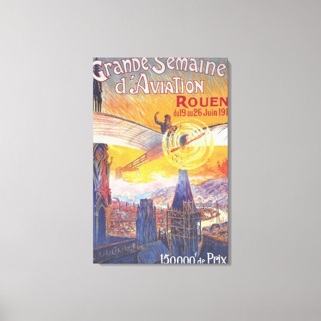 Lienzo Rouen, Francia - Piloto y Avión (Anverso)