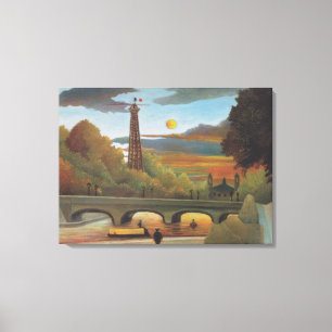 Lienzo Rousseau Seine y Torre Eiffel al atardecer