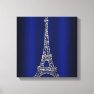 Lienzo Royal Blue & Silver Torre Eiffel Torre Paris Glam 
