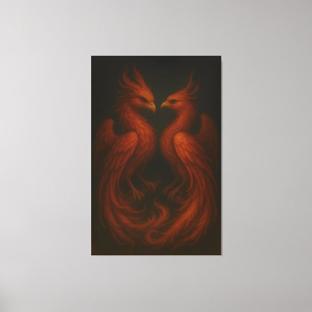 Lienzo Royal Fire Phoenix Pair – Luxury Canvas Art (Anverso)