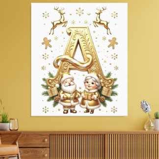 Lienzo Royal Gold Letter A Luxury Unisex Wrapped Canvas