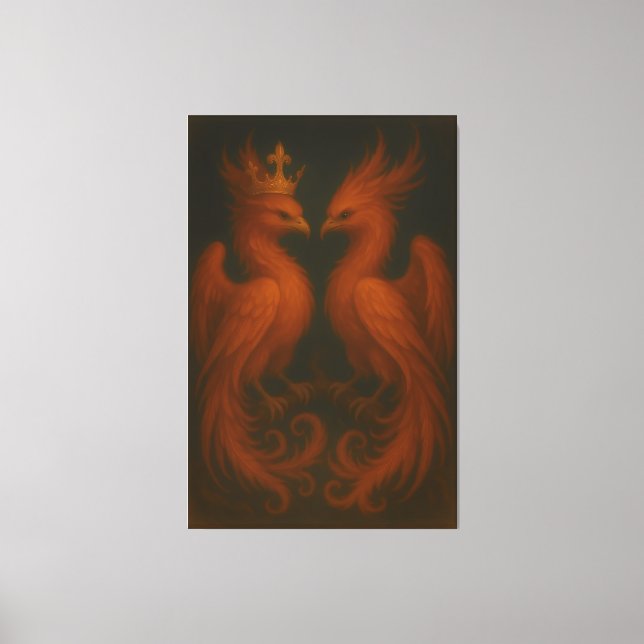 Lienzo Royal Gold Phoenix Pair · Luxury Fine Art Canvas (Anverso)