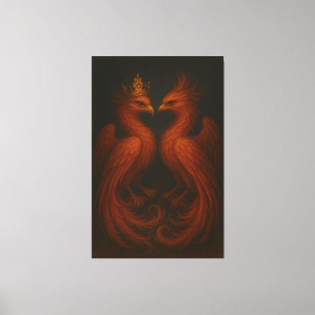Lienzo Royal Gold Phoenix Pair · Luxury Fine Art Canvas (Anverso)