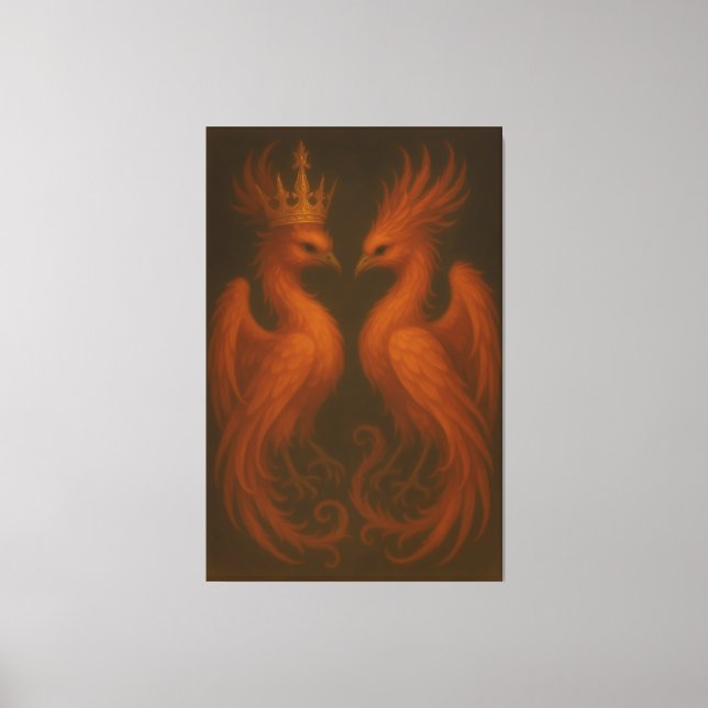 Lienzo Royal Gold Phoenix Pair · Luxury Fine Art Canvas (Anverso)