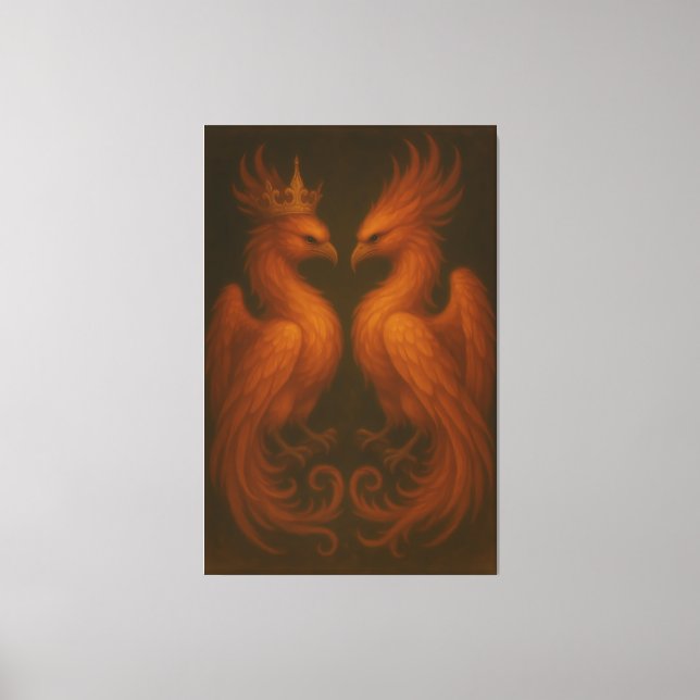 Lienzo Royal Gold Phoenix Pair · Luxury Fine Art Canvas (Anverso)