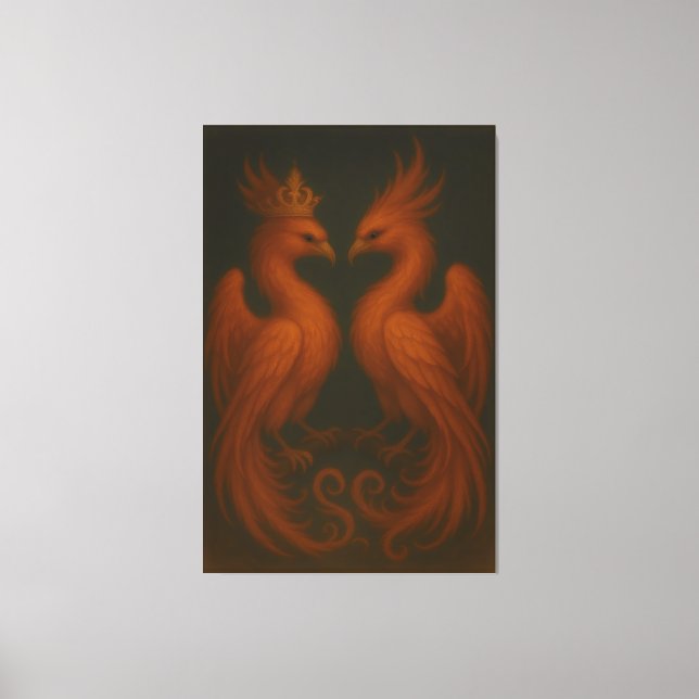 Lienzo Royal Gold Phoenix Pair · Luxury Fine Art Canvas (Anverso)