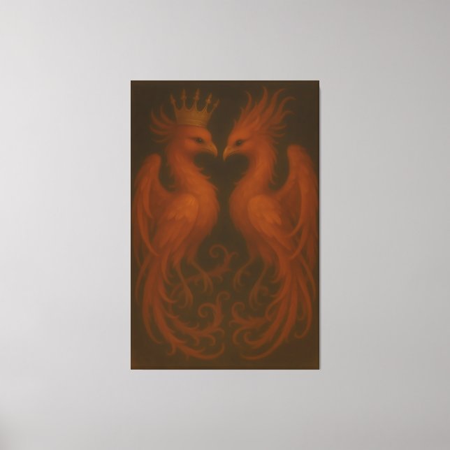 Lienzo Royal Gold Phoenix Pair · Luxury Fine Art Canvas (Anverso)