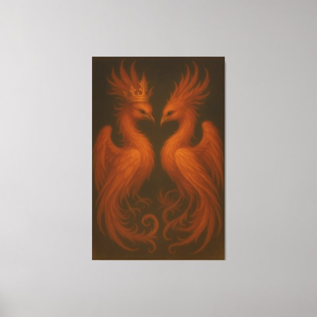 Lienzo Royal Gold Phoenix Pair · Luxury Fine Art Canvas (Anverso)