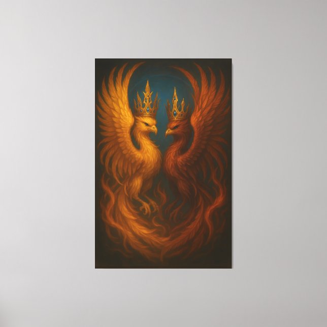 Lienzo Royal Gold Phoenix Pair · Luxury Fine Art Canvas (Anverso)
