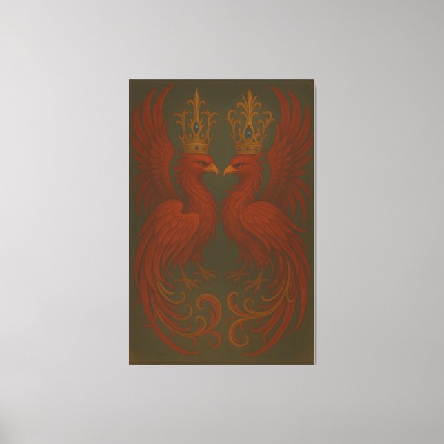 Lienzo Royal Gold Phoenix Pair · Luxury Fine Art Canvas (Anverso)