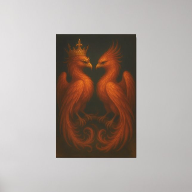 Lienzo Royal Gold Phoenix Pair · Luxury Fine Art Canvas (Anverso)
