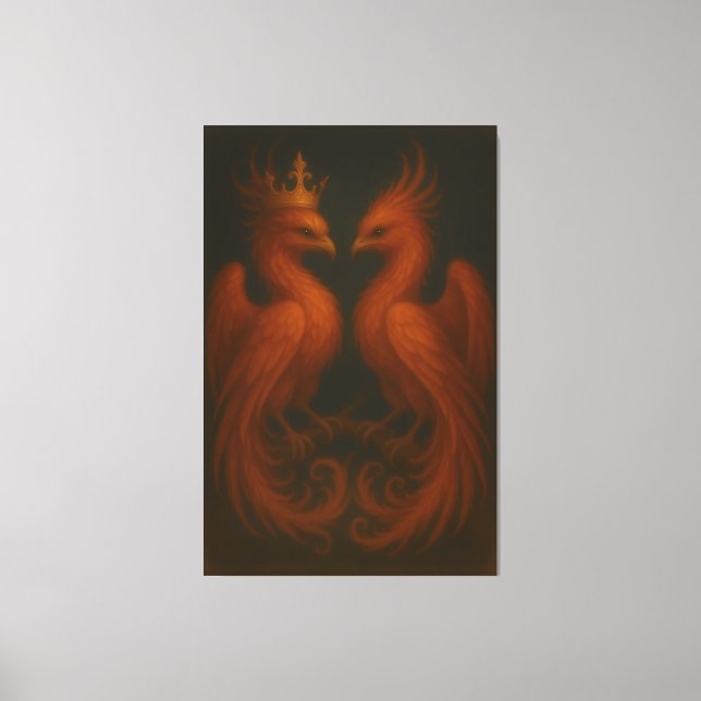 Lienzo Royal Gold Phoenix Pair · Luxury Fine Art Canvas (Anverso)