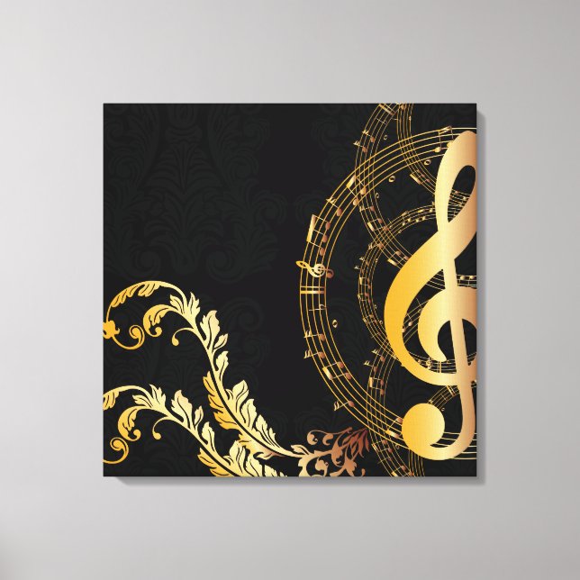 Lienzo Royal Music Note oro negro (Anverso)