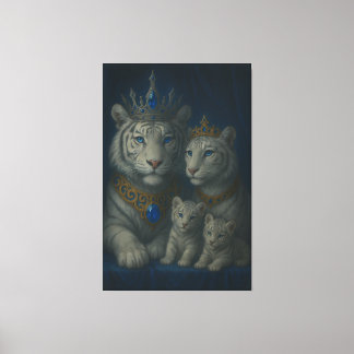 Lienzo Royal White Tiger Family · Blue Sapphire Crown Can