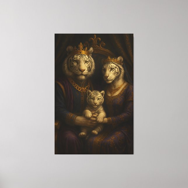 Lienzo Royal White Tiger Family • Luxury Fine Art Canvas (Anverso)