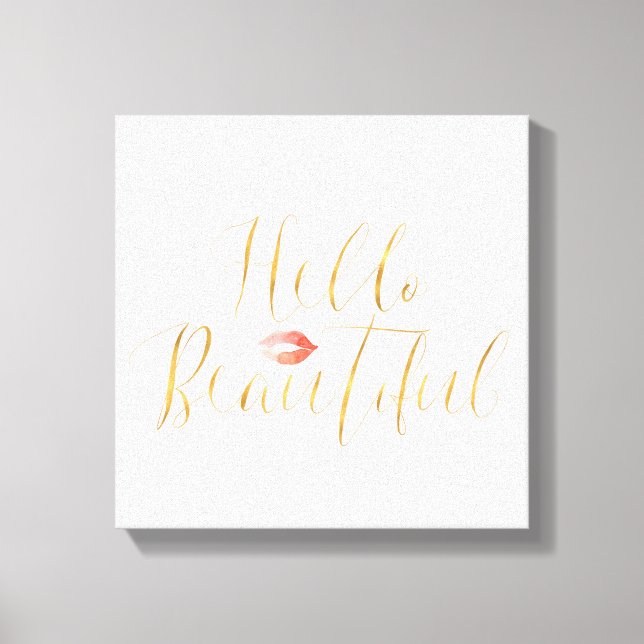 Lienzo Rubor Pink Gold Hello Beautiful Lips (Anverso)