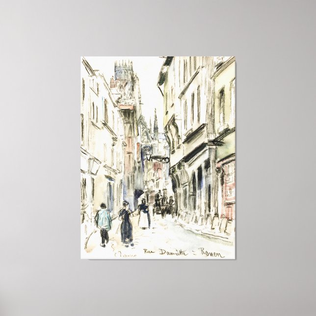 Lienzo Rue Damiette, Rouen (aproximadamente 1884) por Cam (Anverso)